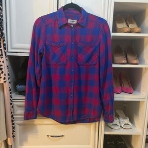Express Vibrant Plaid Button-Up Shirt